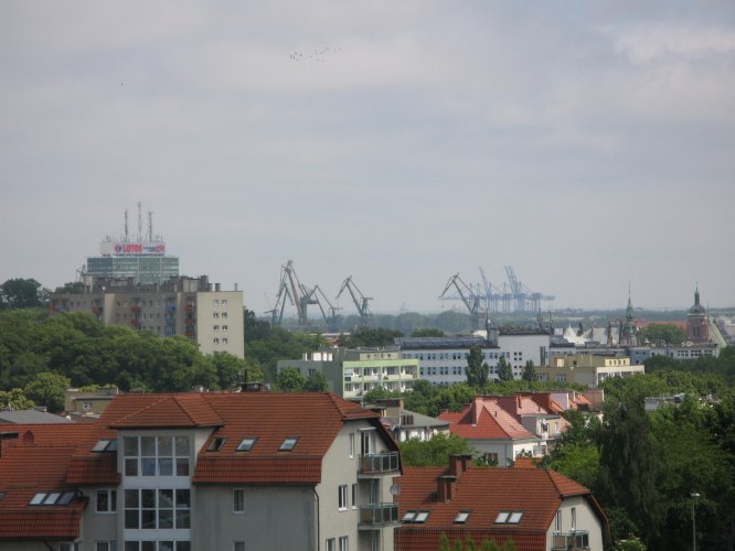 Widok w kierunku Gdańska z terenu Kamienic Malczewskiego 2, od strony ul. Na Zboczu.