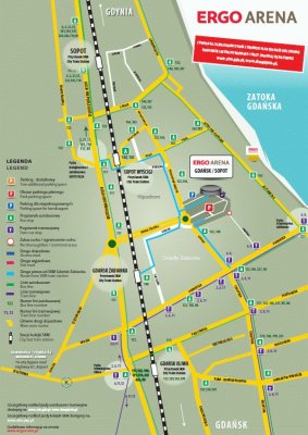 Mapa dojazdu do Ergo Areny