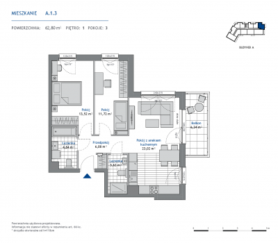 Rzut mieszkania nr: A.1.3