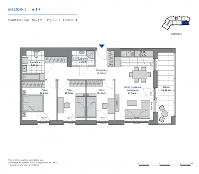 Rzut mieszkania nr: A.1.4