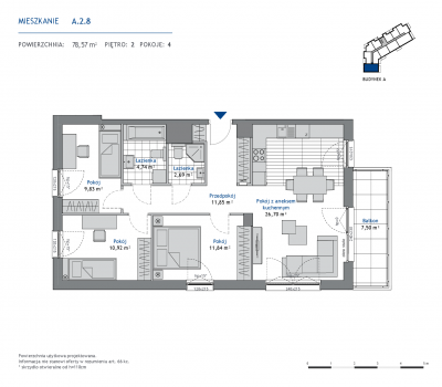 Rzut mieszkania nr: A.2.8