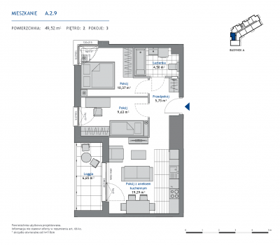 Rzut mieszkania nr: A.2.9