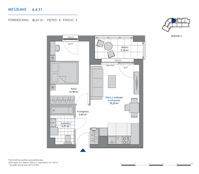 Rzut mieszkania nr: A.4.11