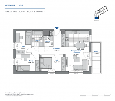 Rzut mieszkania nr: A.5.8