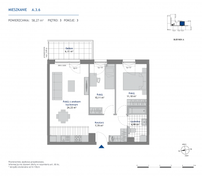 Rzut mieszkania nr: A.3.6