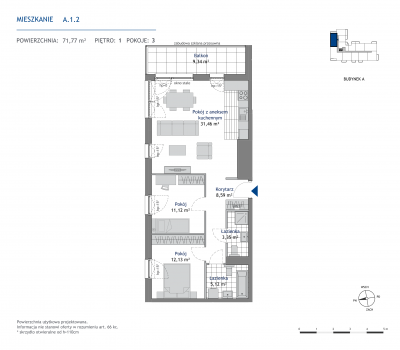 Rzut mieszkania nr: A.1.2