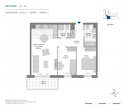 Rzut mieszkania nr: A.1.12