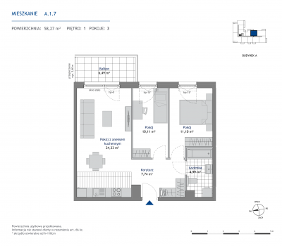 Rzut mieszkania nr: A.1.7