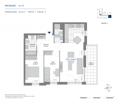 Rzut mieszkania nr: A.1.9