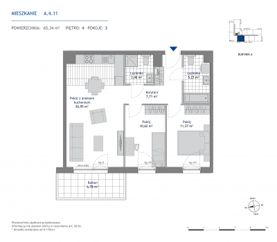 Rzut mieszkania nr: A.4.11