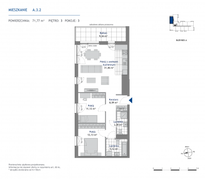 Rzut mieszkania nr: A.3.2