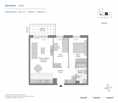 Rzut mieszkania nr: A.4.6