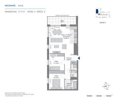 Rzut mieszkania nr: A.4.2
