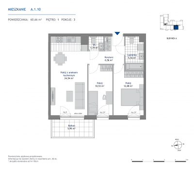Rzut mieszkania nr: A.1.10