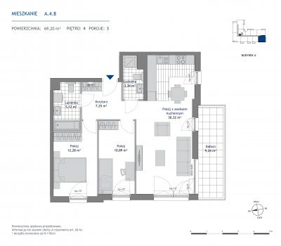 Rzut mieszkania nr: A.4.8