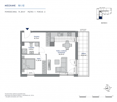 Rzut mieszkania nr: B.1.12