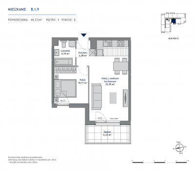 Rzut mieszkania nr: B.1.9