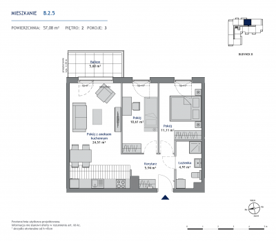 Rzut mieszkania nr: B.2.5