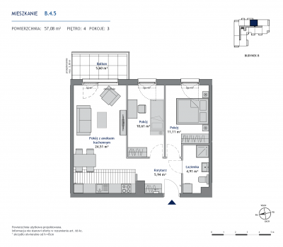 Rzut mieszkania nr: B.4.5