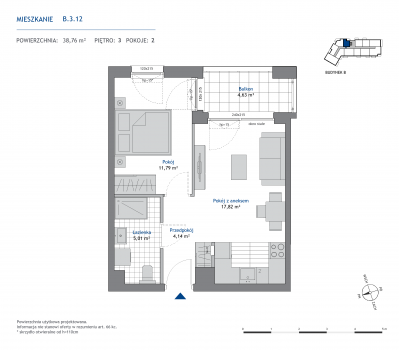 Rzut mieszkania nr: B.3.12