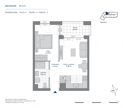 Rzut mieszkania nr: B.4.12