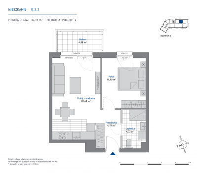 Rzut mieszkania nr: B.2.2