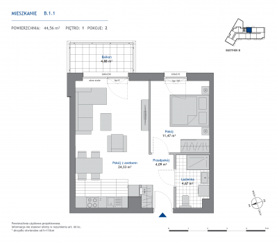 Rzut mieszkania nr: B.1.1