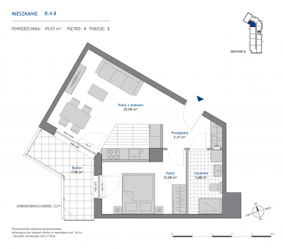 Rzut mieszkania nr: B.4.8