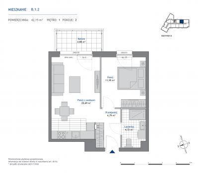 Rzut mieszkania nr: B.1.2