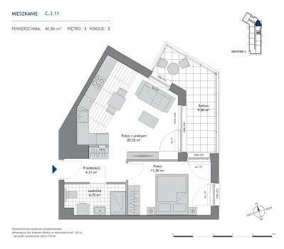 Rzut mieszkania nr: C.3.11