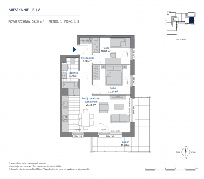 Rzut mieszkania nr: E.1.8
