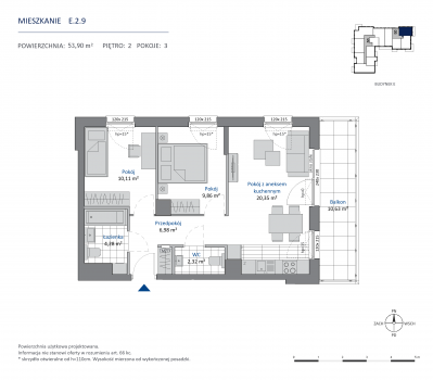 Rzut mieszkania nr: E.2.9