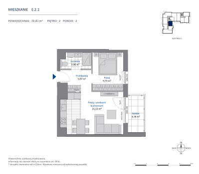 Rzut mieszkania nr: E.2.1