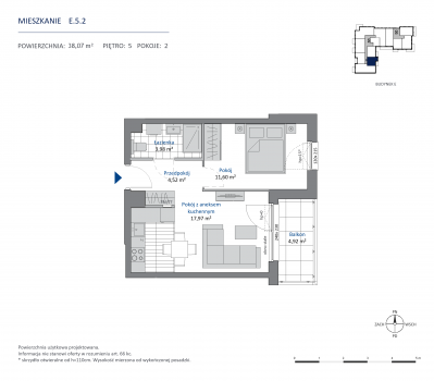 Rzut mieszkania nr: E.5.2