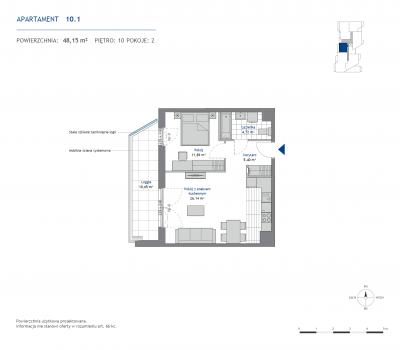Rzut mieszkania nr: 10.1