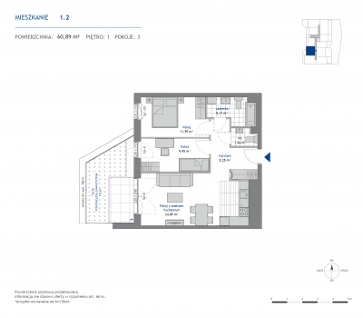 Rzut mieszkania nr: 1.2