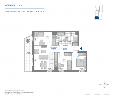 Rzut mieszkania nr: 2.3