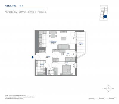 Rzut mieszkania nr: 6.5